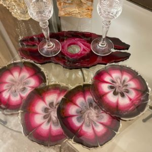 Wine glass holder with set of 4 coasters