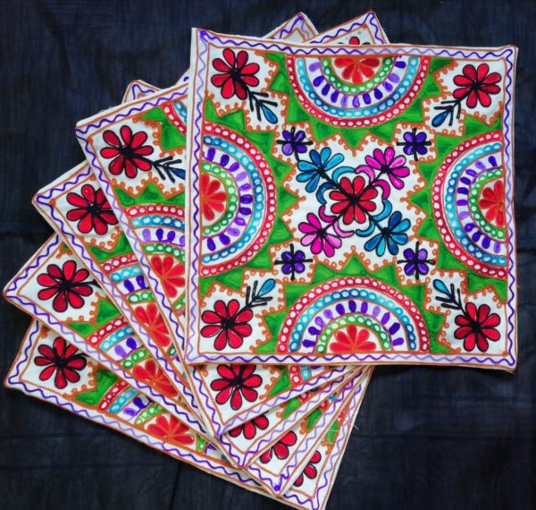 Colourful Embroidered Cushion Cover Set
