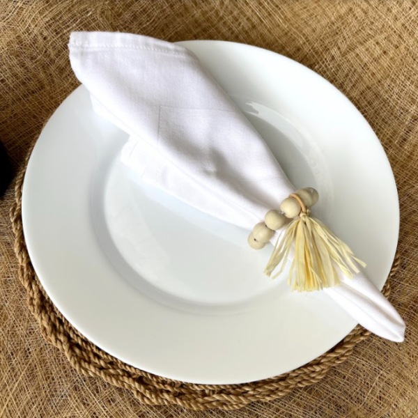 Wood Beads Napkin Ring with Tassel