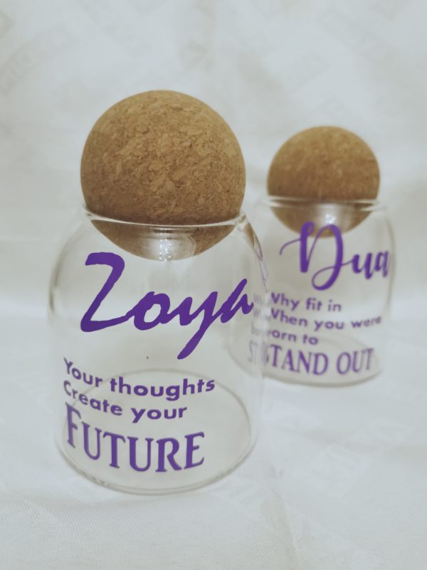 Personalised Glass Jar with Cork Ball Lid