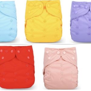 Set of 5 Reusable Cloth Diapers in Plain Colours