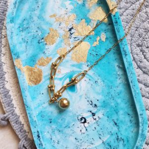 Baby Blue in Minimal Gold Foil Resin Tray