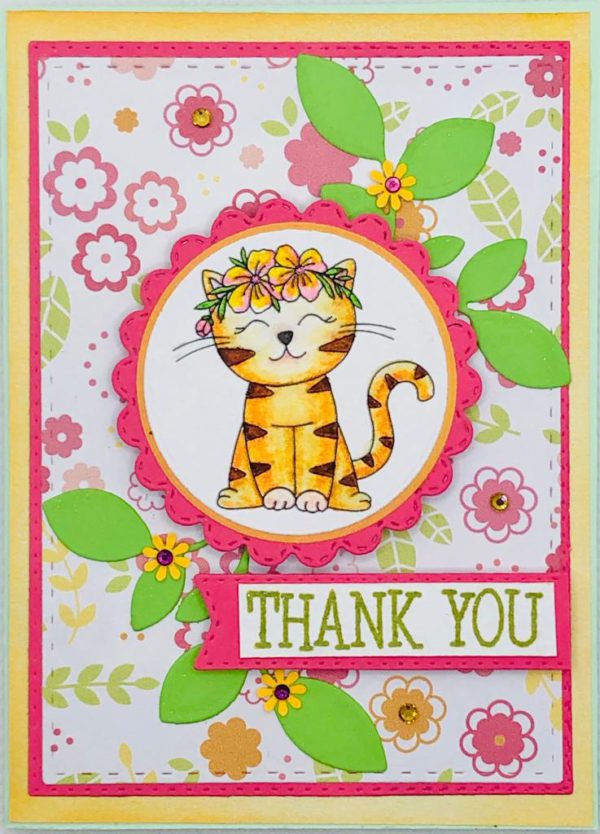 Thank You Cat Paw Print Design | Handcrafted Greeting Card