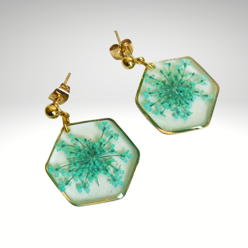 Unique resin dried flower earrings