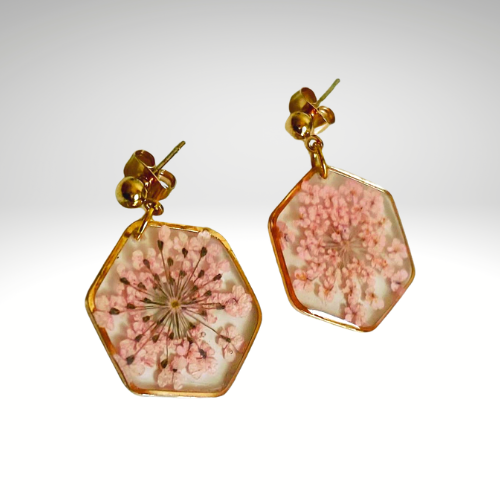 Unique resin dried flower earrings
