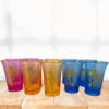 Set of 12 Handpainted Multicoloured Glass Shots