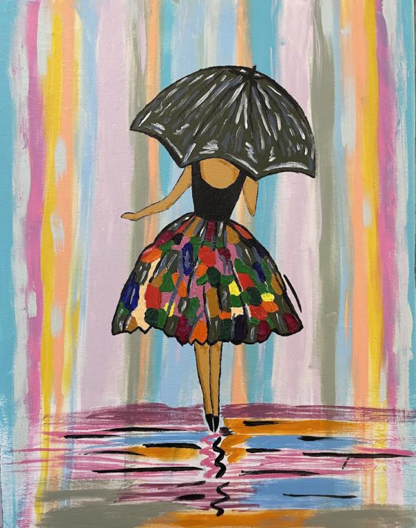 Ballerina Enjoying a Rainy Day! | Acrylic Painting on Canvas