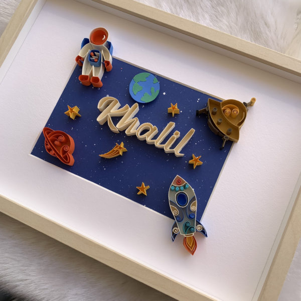 Space Themed Name board | Customized Paper Quilling | Kids Name Decor Art Frame