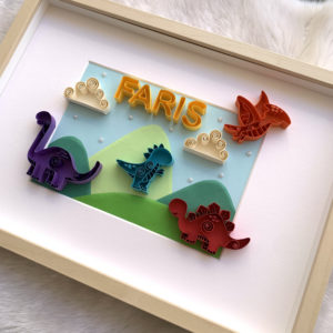 Dinosaur Themed Name board for Kids | Customized Paper Quilling