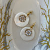 Mother Of Pearl Crescent Drop Earrings With White Daisy