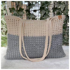2 Tone Crocheted Mesh Tote | Handcrafted Bag