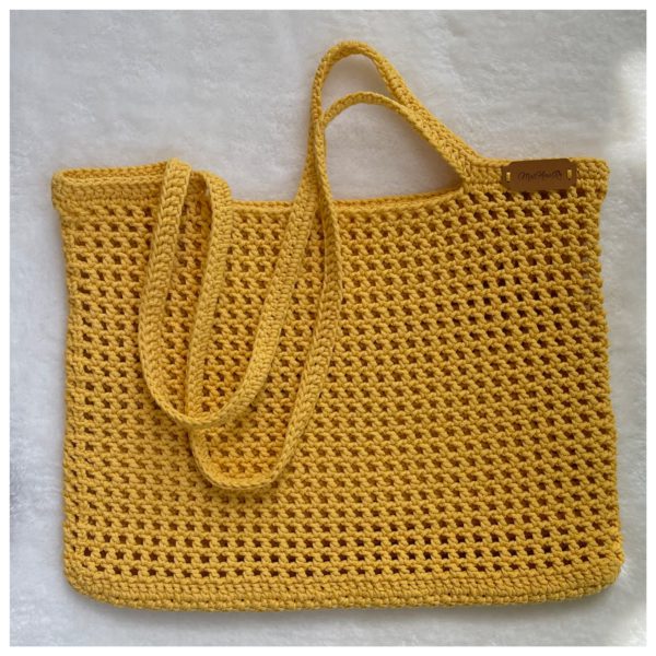 Crocheted Tote Bag in Mesh Design | Handcrafted Bag