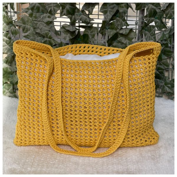 Crocheted Tote Bag in Mesh Design | Handcrafted Bag
