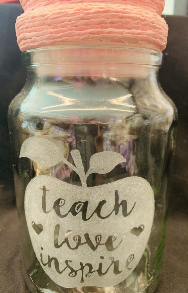 Engraved Glass Jar - Teach Love Inspire