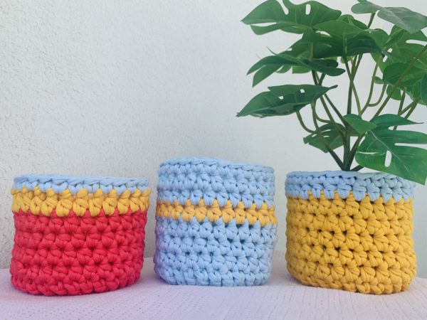 Handcrafted Set of 3 Crochet Basket