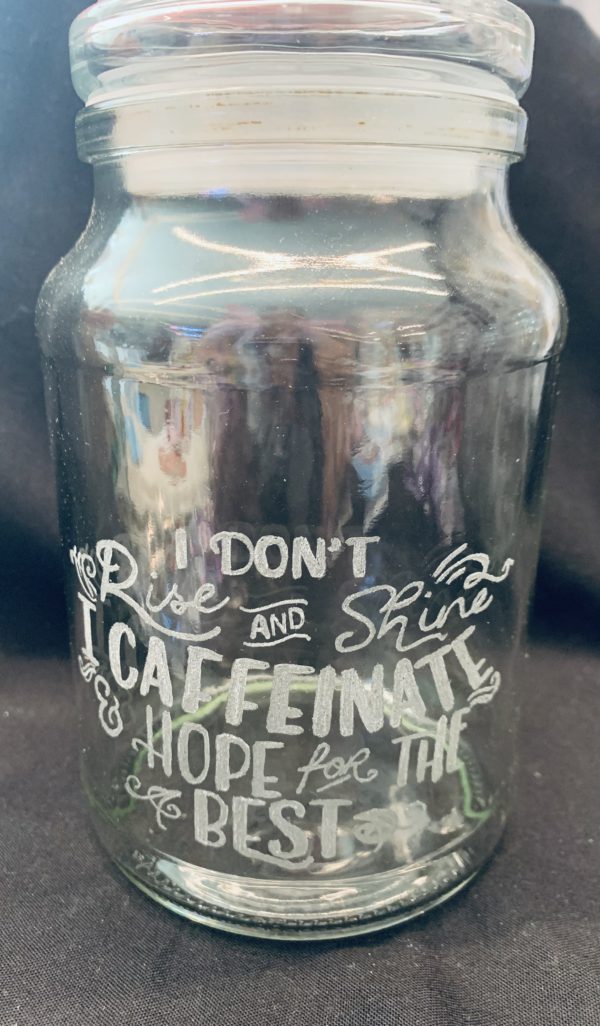Engraved Glass Jar- Caffeine Addict