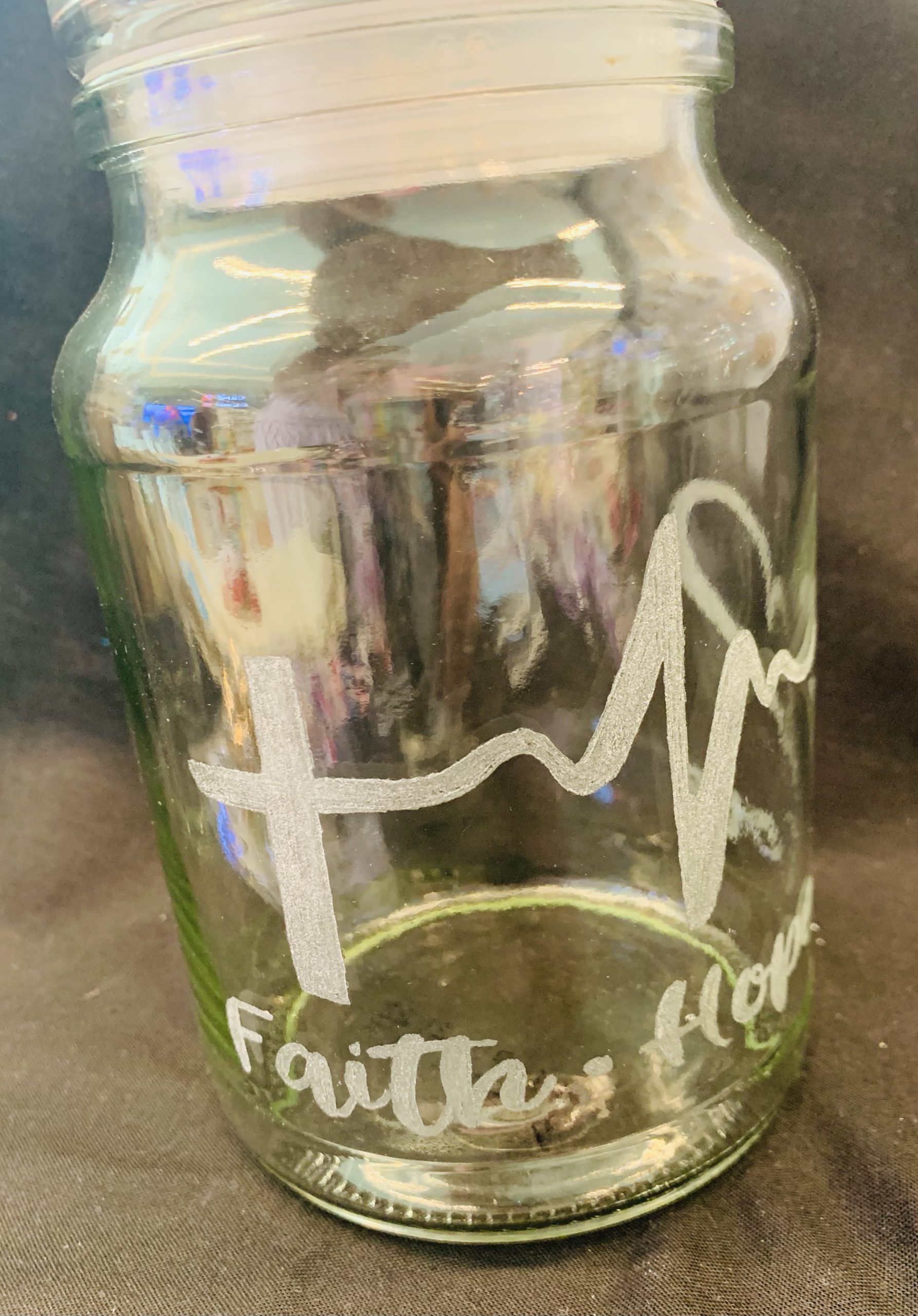 Glass Gift Jars- Faith Hope Love Side A