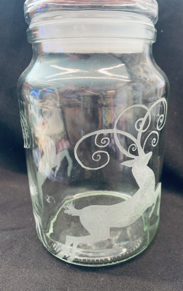 Engraved Glass Jar - Reindeer Side B