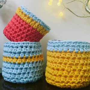 Handcrafted Set of 3 Crochet Basket