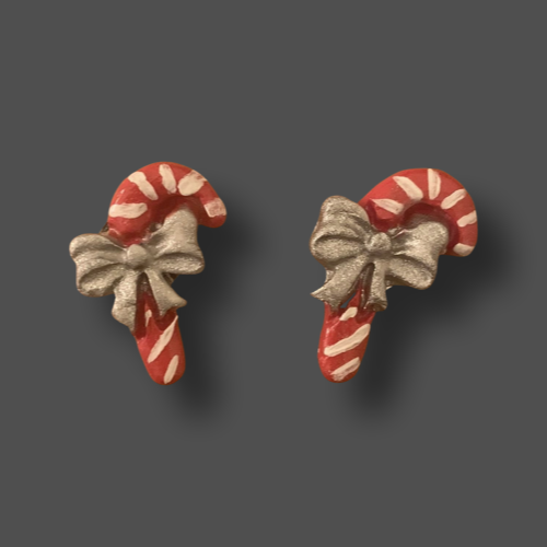 Christmas Earrings - Candy Cane Silver