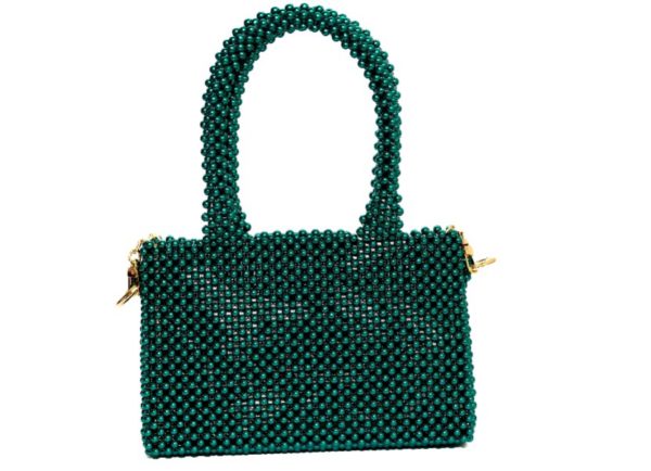 Jadhaab Green | Handmade Bag | Pearl Beaded Satchel