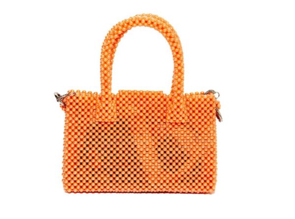 Jadhaab Orange | Handmade Bag | Pearl Beaded Satchel