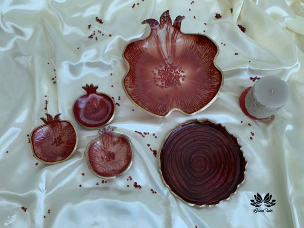 Ruby Red Pomegranate Resin Dish | Handmade Tableware