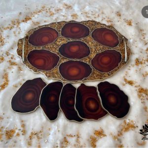 Agate Stone Tray and Coasters | Handmade Servingware