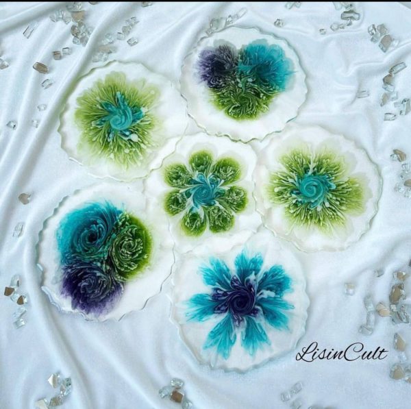 3D Floral Resin Coaster Set | Handmade Coasters