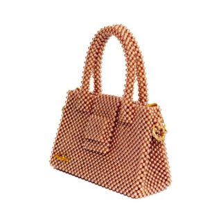 Jadhaab Brown | Handmade Bag | Pearl Beaded Satchel