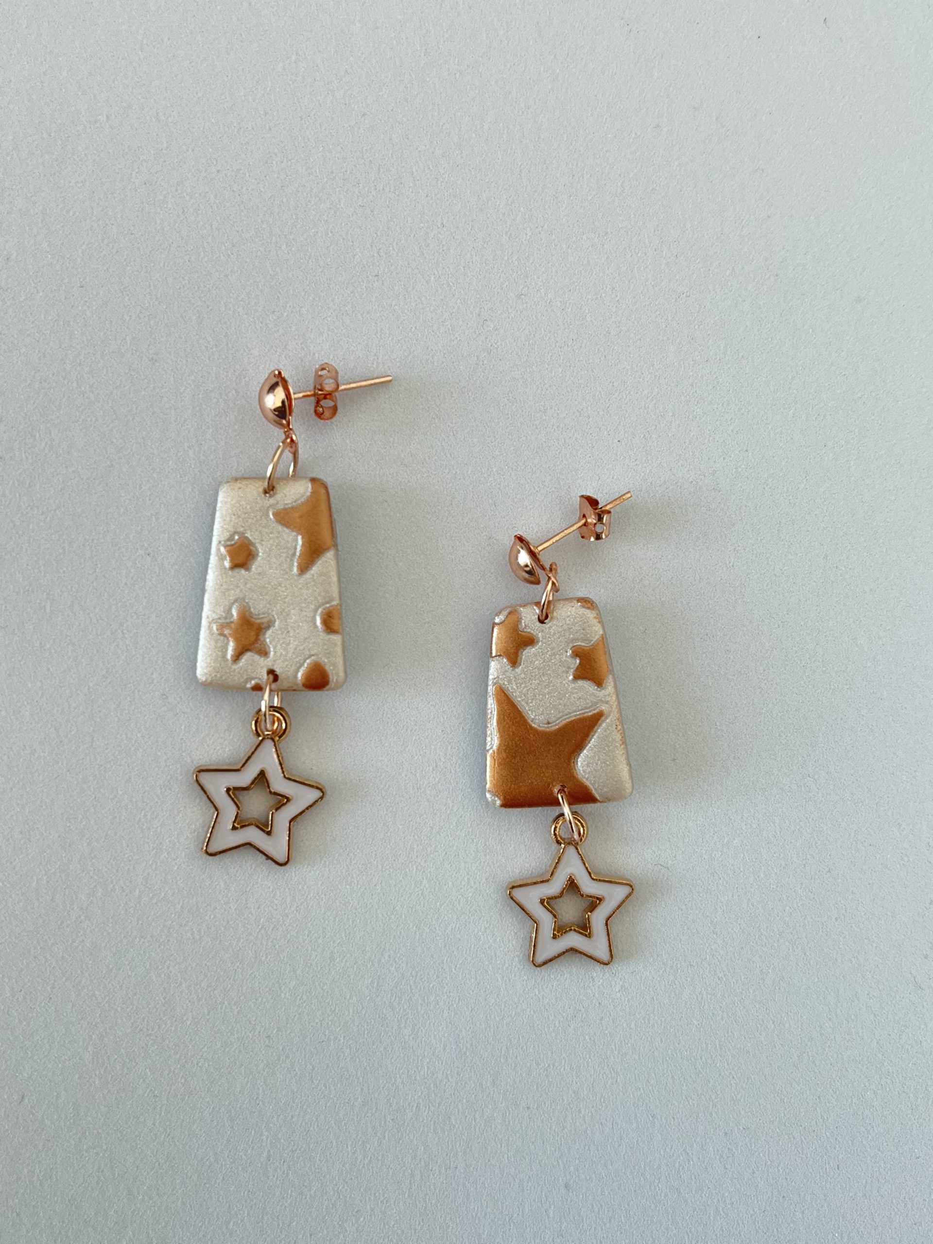 polymer clay white & rose gold star 2