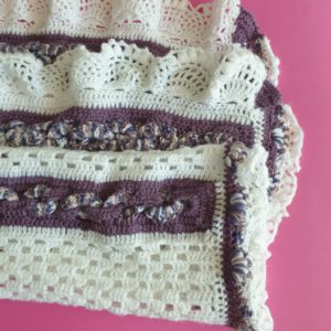 Violet and White Handmade Blanket | Soft Baby Blanket