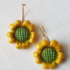 Shiny Yellow Sunflower Earring Hoops