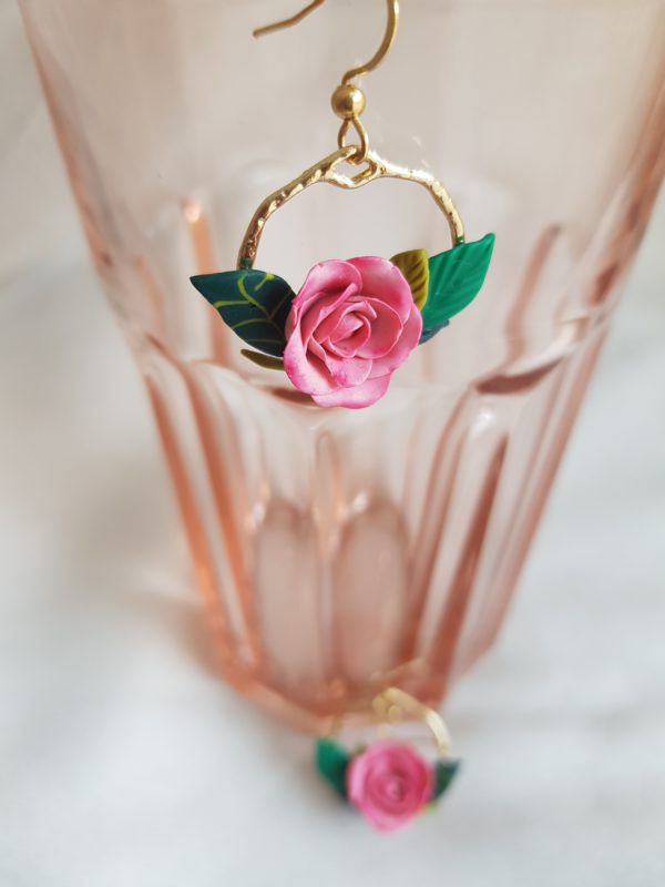 Delicate Pink Rose Earrings