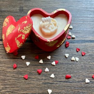 Red & Gold Heart Jar Candle | Valentines Gift Idea