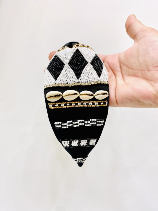 Hand Embroidered Shell and Beads Headband