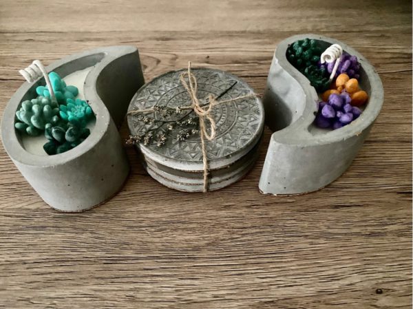 Mandala Cement Coasters - Gray