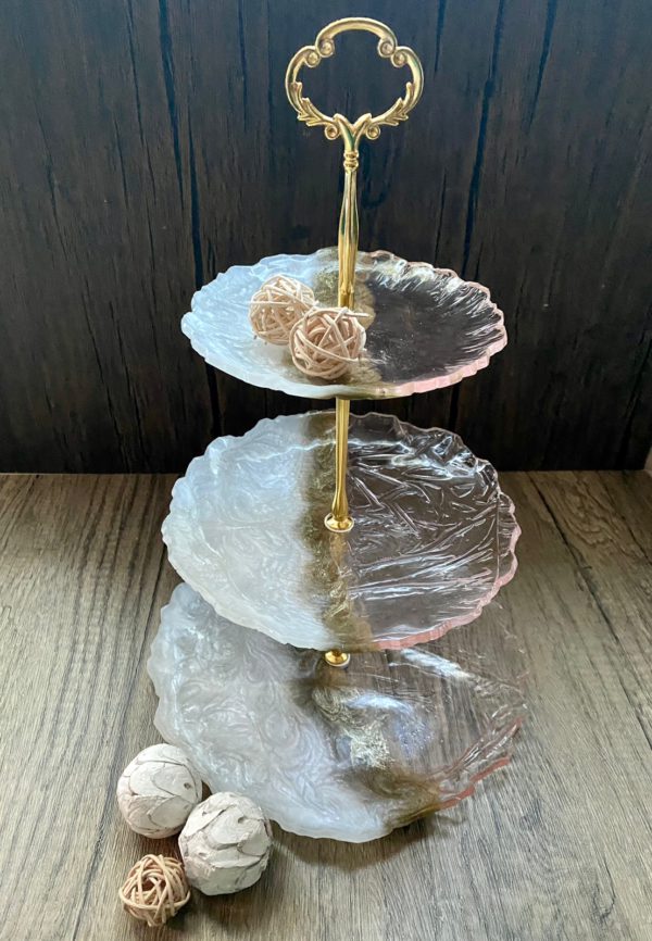 Resin epoxy Cake Stands - White and Clear