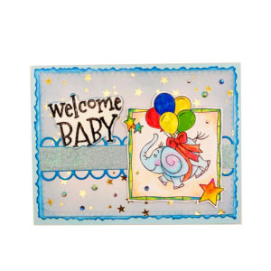 baby born congratulation blue elephant baby greeting card handmade