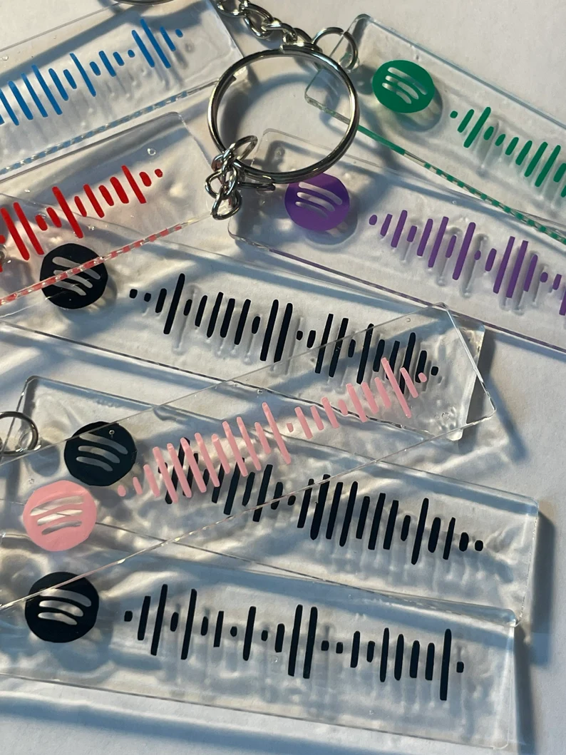 Personalized Scannable Music Code Keychain | Custom Song Engraved Keyring