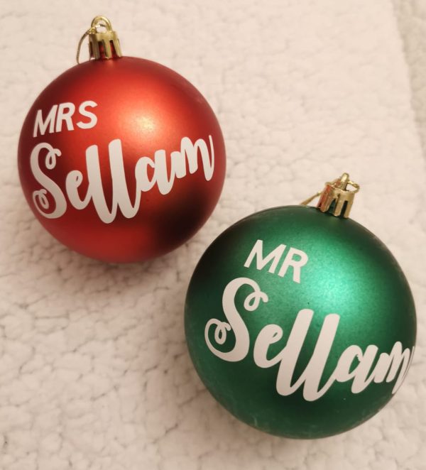 Personalised Mr and Mrs Bauble