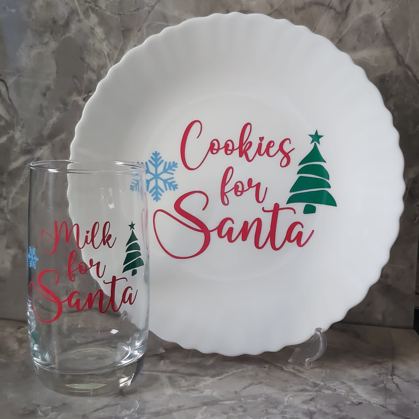 Santa Glass Milk and Cookie Plate