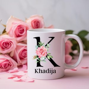 Custom Initial Floral Mug