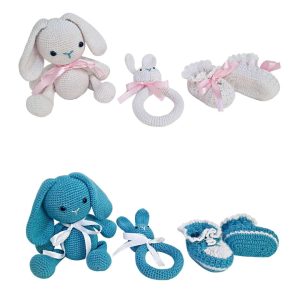 Pikkaboo - SnuggleandPlay Soft Crocheted Bunny set
