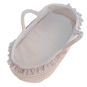 Pikkaboo-Handmade Crochet Moses Basket Carry Cot-White