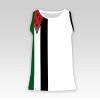 White color sleeveless round neck T-shirt with Palestine flag / watermelon